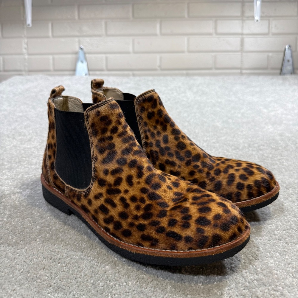 Boden Oakington Leopard Print Calf Hair Chelsea Boots Ankle EU39 US8 Mob Wife - Picture 1 of 14